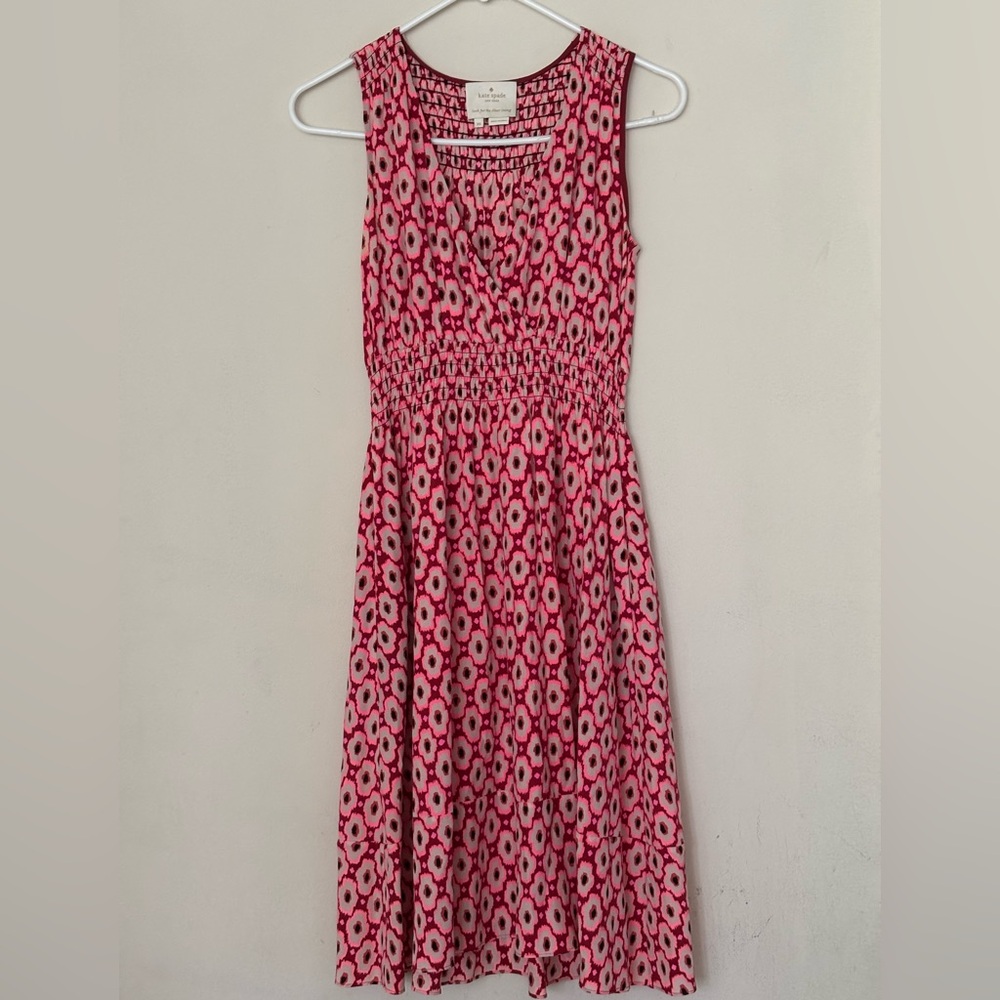Kate Spade Silk Women’s Floral Red and White Sleeveless A-line Sundress